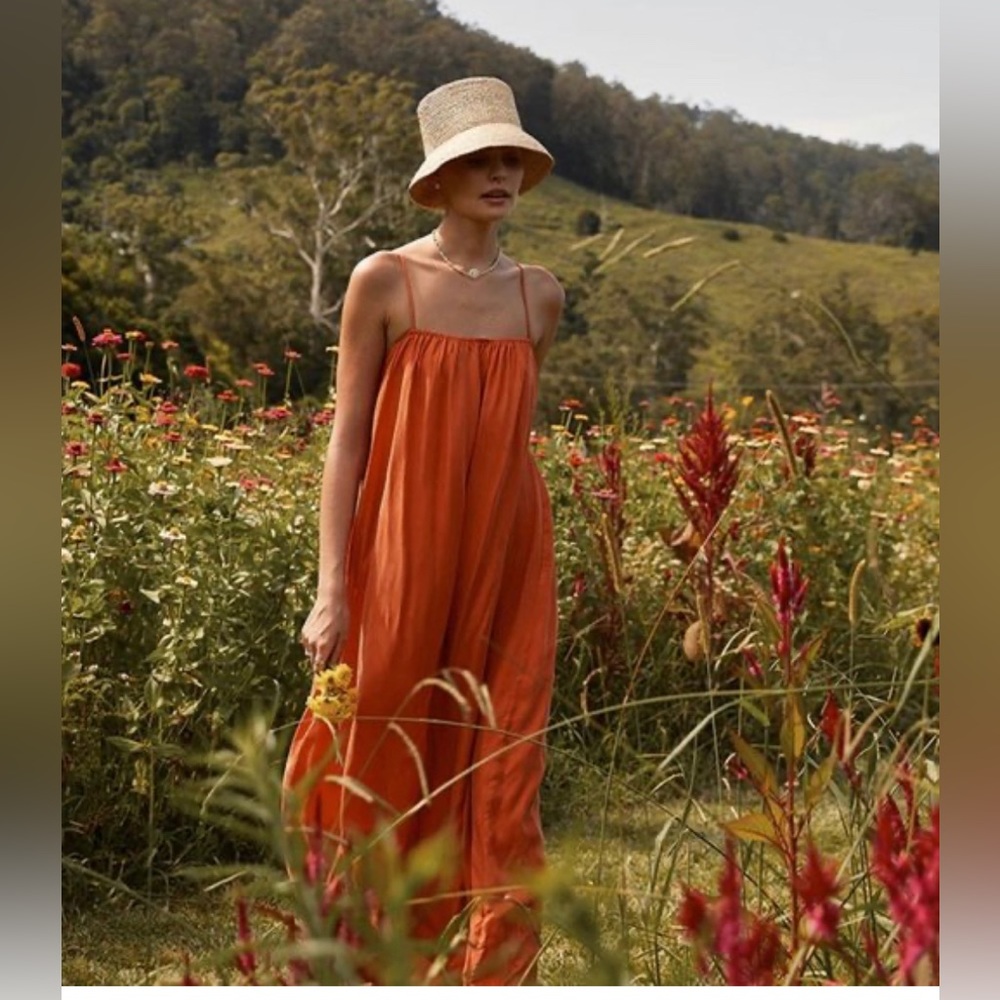 DISSH CAMPBELL ORANGE ELASTIC MIDI DRESS - size 10